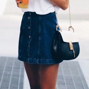 Topshop Moto denim button up skirt
